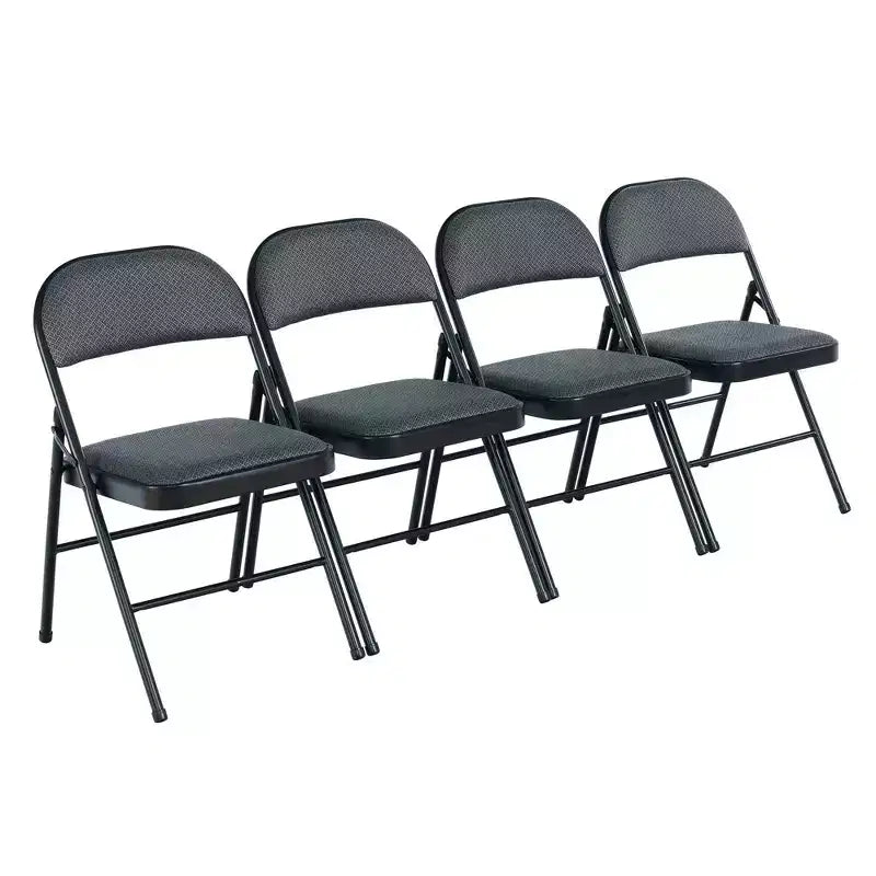 Chaises pliantes rembourrées en tissu, lot de 4, grises, cadre en métal, 113 kg, aucun assemblage requis