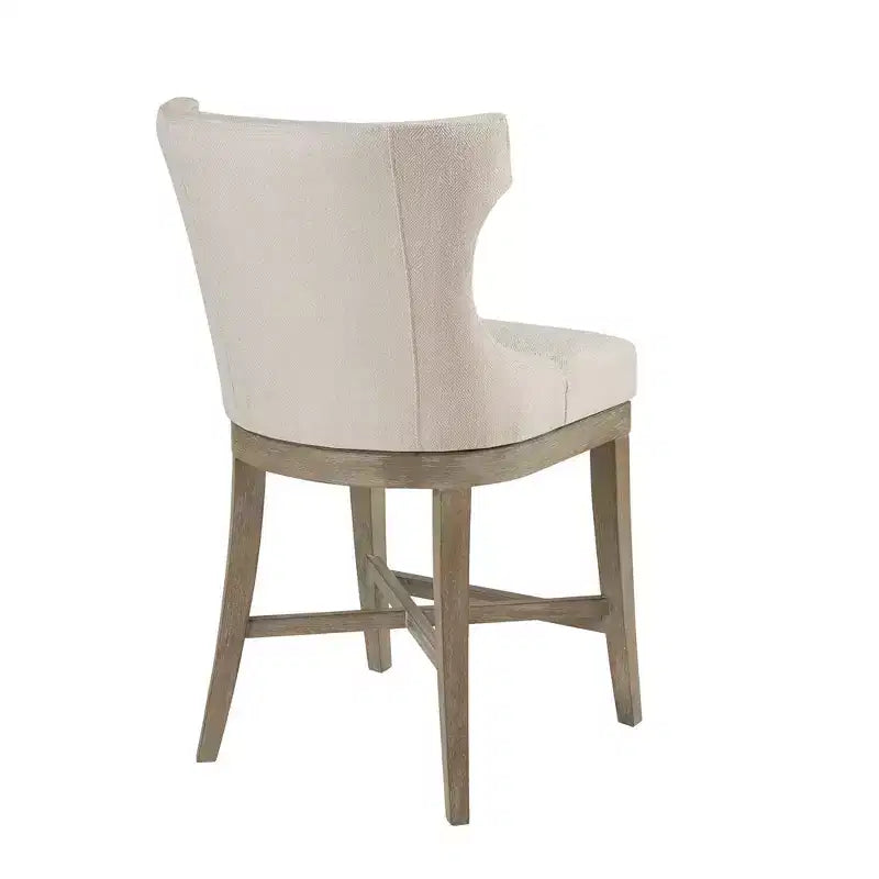 Madison Park Troy Counter Height Barstool with Swivel Seat Cream: Upholstered, Rubberwood Frame, 300 lbs Capacity