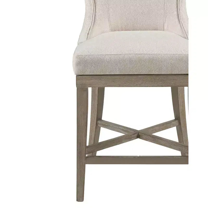 Tabouret de bar à hauteur de comptoir pivotant Madison Park Troy, crème : Rembourré, structure en hévéa, capacité de 136 kg