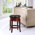 24 Inch Swivel Counter Stool, Faux Leather, Nailhead Trim, Hardwood Frame, 300 lb