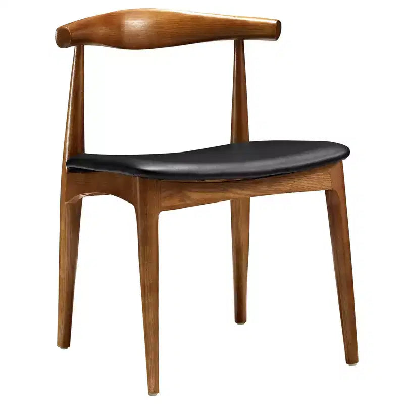 Chaise de salle à manger Tracy noire - Modway : design du milieu du siècle, cadre en bois, revêtement en vinyle, aucun assemblage requis