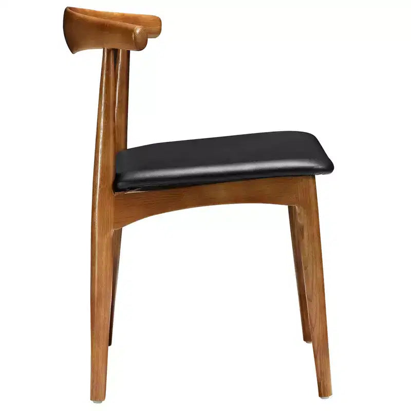 Tracy Dining Side Chair Black - Modway: Mid-Century Design, Wood Frame, Vinyl Upholstery, No Assembly Required