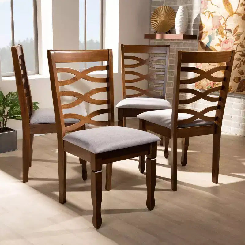 Set of 4 Elijah Dining Chair Gray/Walnut - Baxton Studio