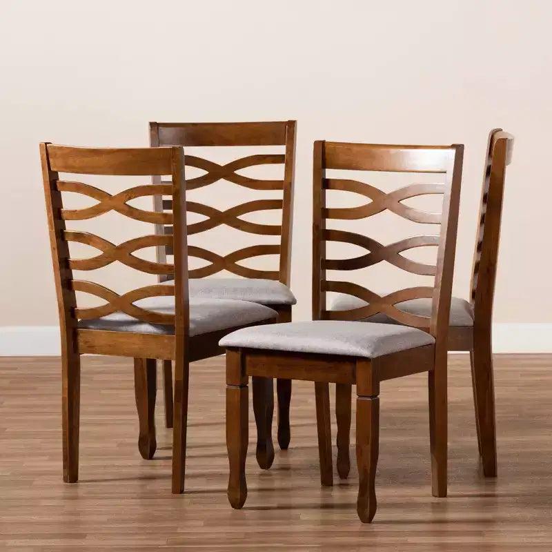 Lot de 4 chaises de salle à manger Elijah gris/noyer - Baxton Studio