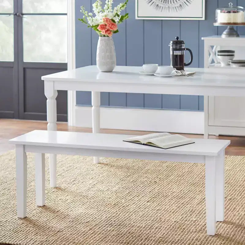 Buylateral Tiffany Farmhouse Bench White: Rubberwood, Modern Style, Entryway & Bedroom Seating
