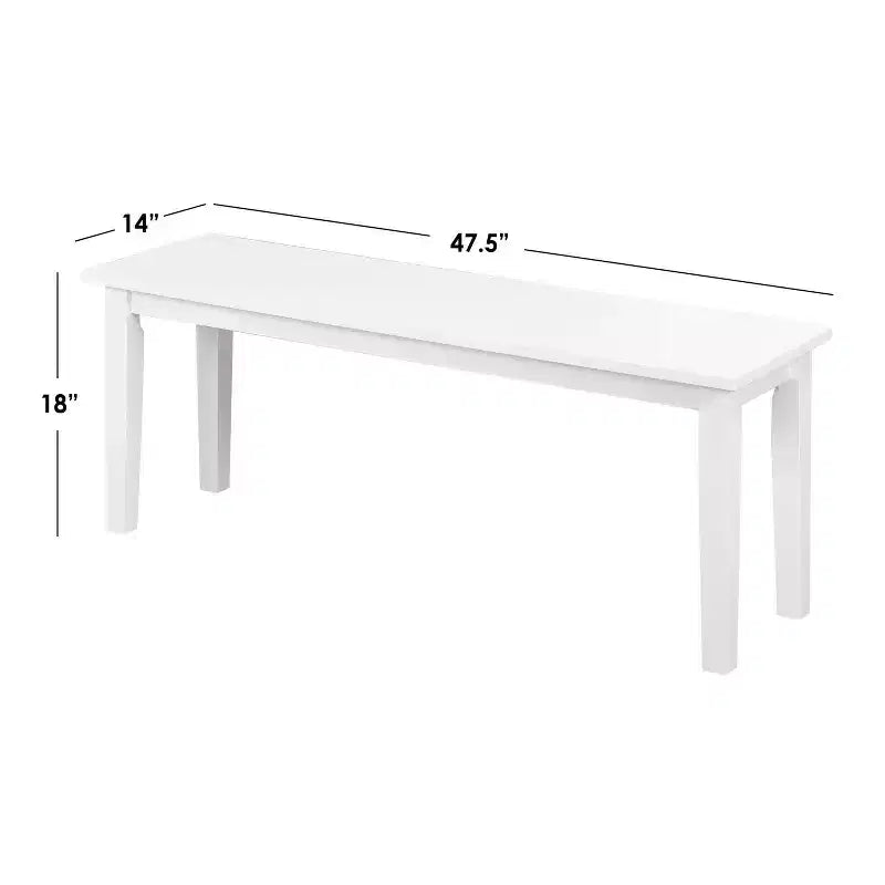 Banc de ferme Tiffany blanc Buylateral : Bois d'hévéa, style moderne, sièges d'entrée et de chambre