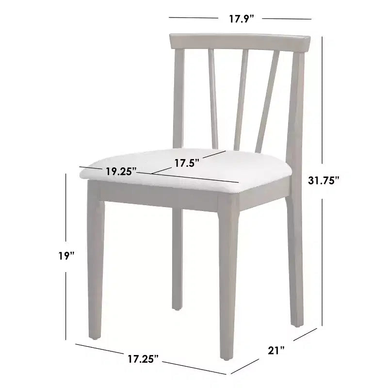 Modern Spindle Upholstered Dining Chairs Set of 2, Beige Linen Fabric, Walnut Legs