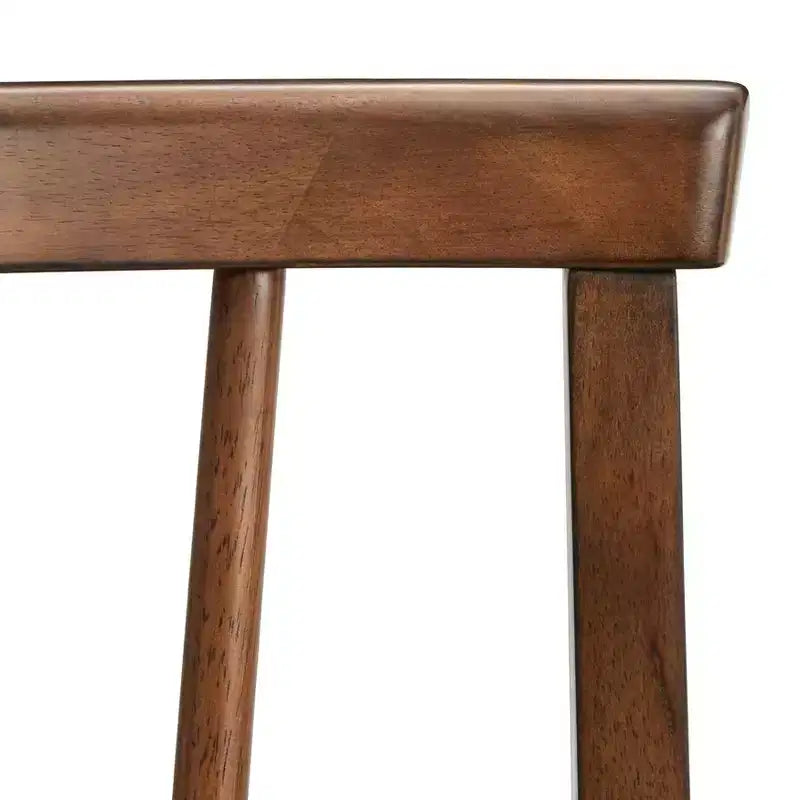 Modern Spindle Upholstered Dining Chairs Set of 2, Beige Linen Fabric, Walnut Legs