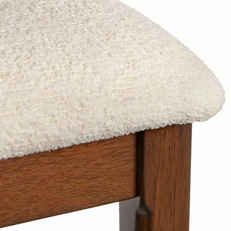 Modern Spindle Upholstered Dining Chairs Set of 2, Beige Linen Fabric, Walnut Legs