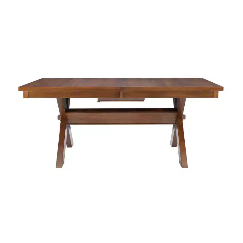 Farmhouse Dining Table, Dark Hazelnut, Extendable 72-90", Seats 6-8, X-Base Trestle