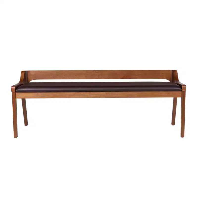 6pc Rasmus Extendable Dining Table Set Chestnut - Boraam: Acacia Wood, Faux Leather Chairs, Bench Included