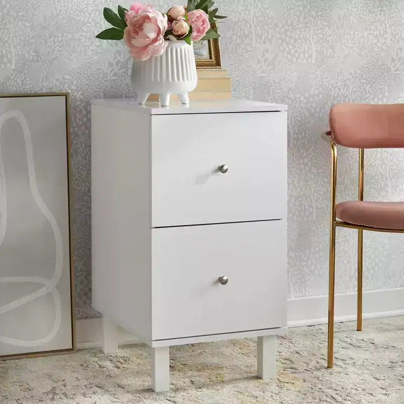 Buylateral Foster Classeur 2 Tiroirs Blanc : Rangement vertical moderne, MDF et composite de bois, 76,2 cm H x 53,3 cm l