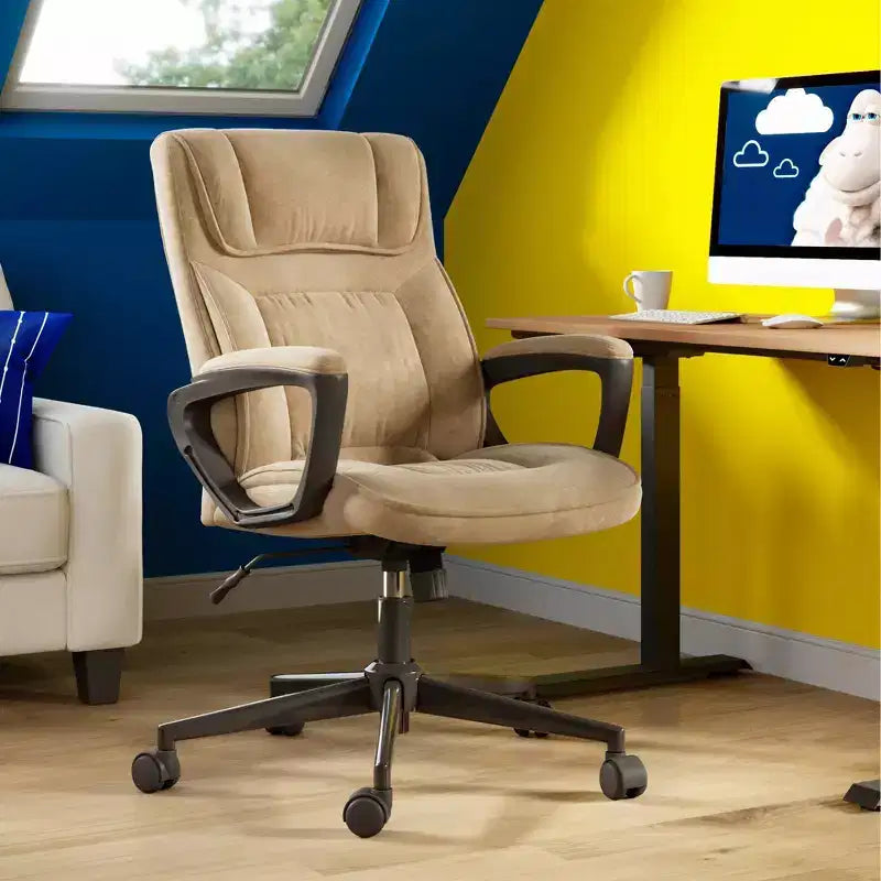 Chaise de bureau exécutive mi-dossier, velours microfibre, pivotante, hauteur réglable, 125 kg