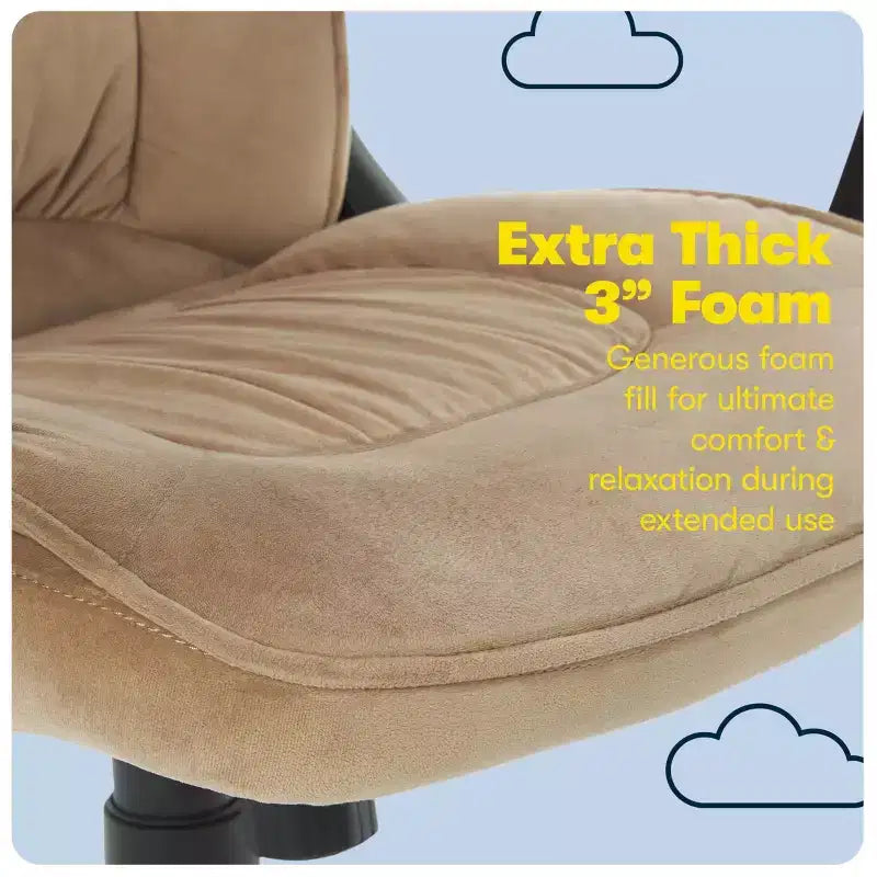 Chaise de bureau exécutive mi-dossier, velours microfibre, pivotante, hauteur réglable, 125 kg