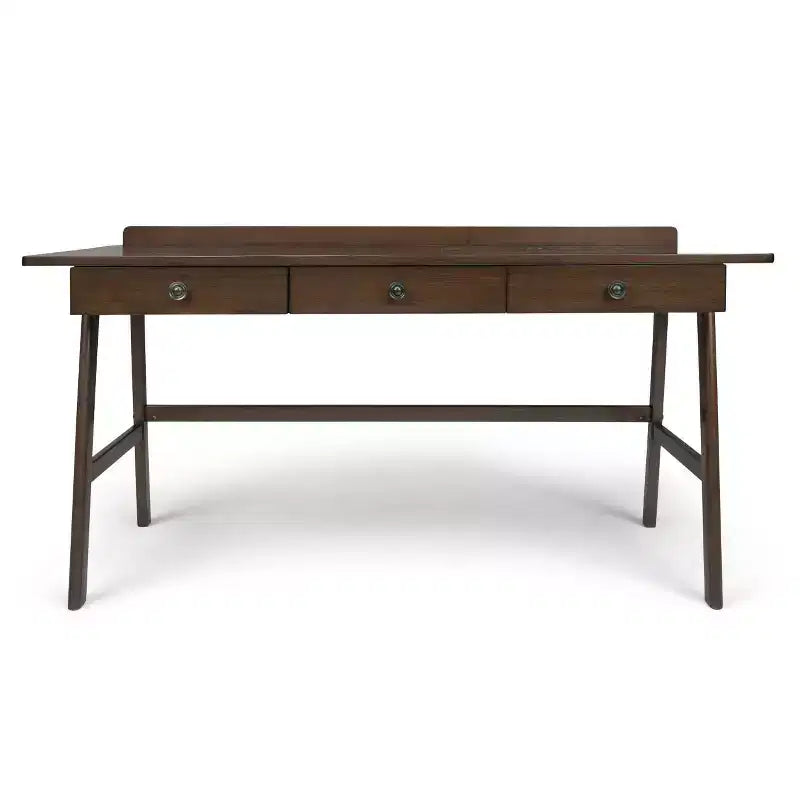 Bureau Lisa 60 po brun vieilli naturel - WyndenHall : Design contemporain, port USB, 3 tiroirs, quincaillerie en bronze