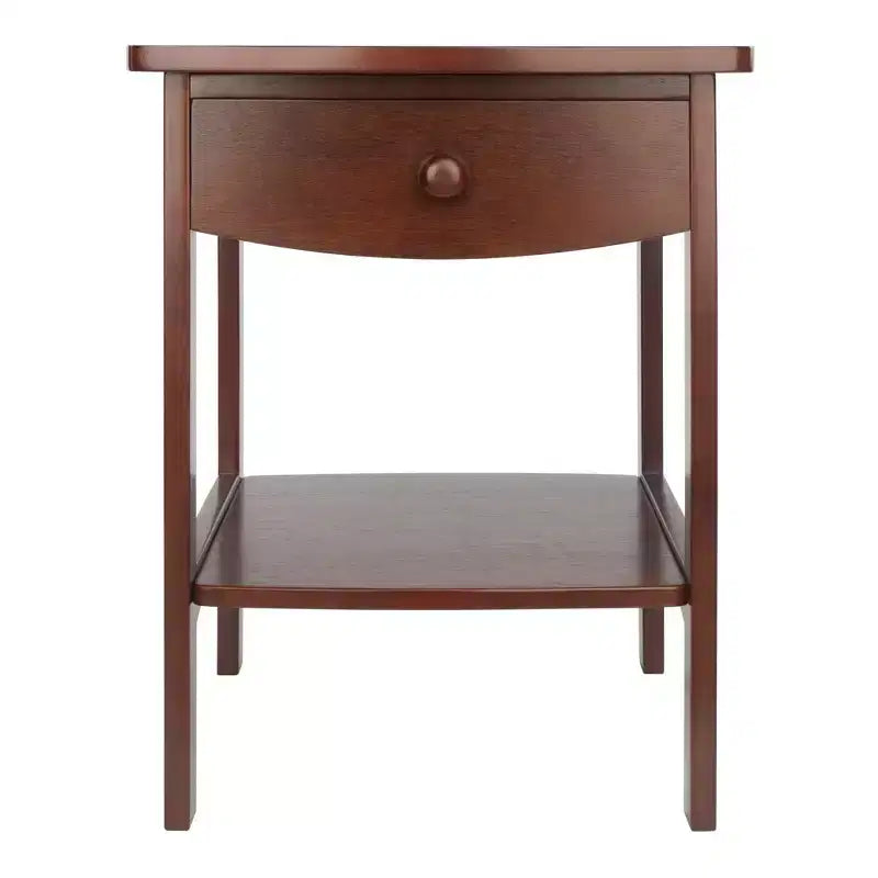 Winsome End Table Walnut: Hardwood Frame, MDF Top, Rectangular Side Table with Shelf & Drawer
