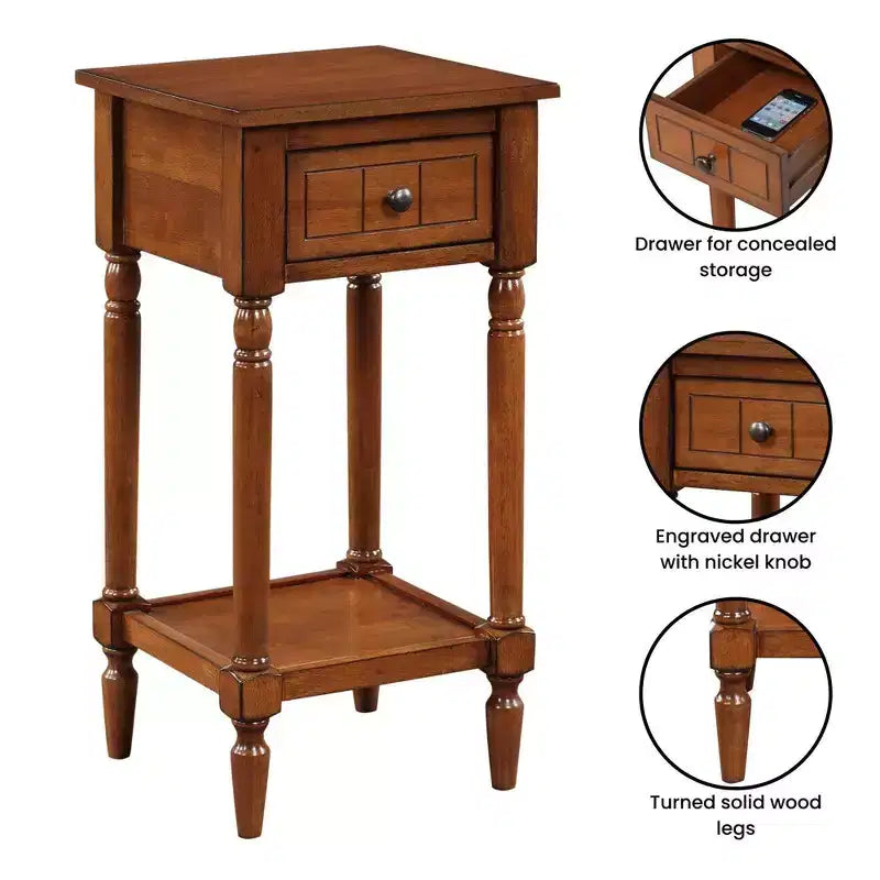 Table d'appoint Breighton Home Mia style provençal avec tiroir et étagères