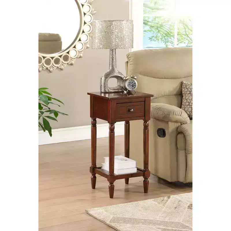 Table d'appoint Breighton Home Mia style provençal avec tiroir et étagères