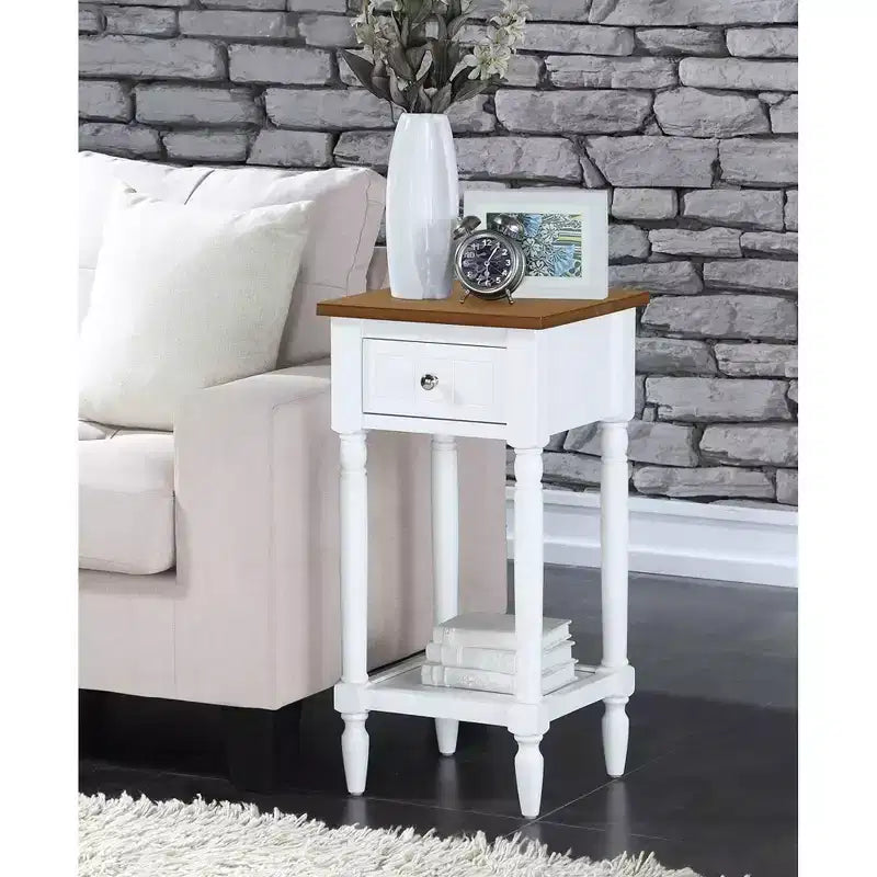 Table d'appoint Breighton Home Mia style provençal avec tiroir et étagères