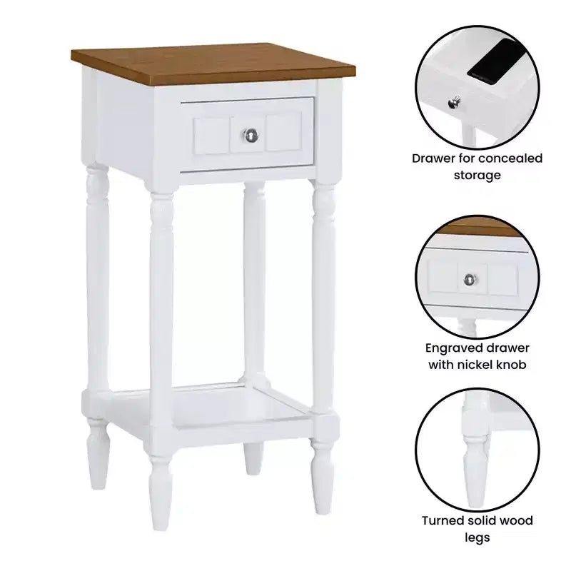 Table d'appoint Breighton Home Mia style provençal avec tiroir et étagères