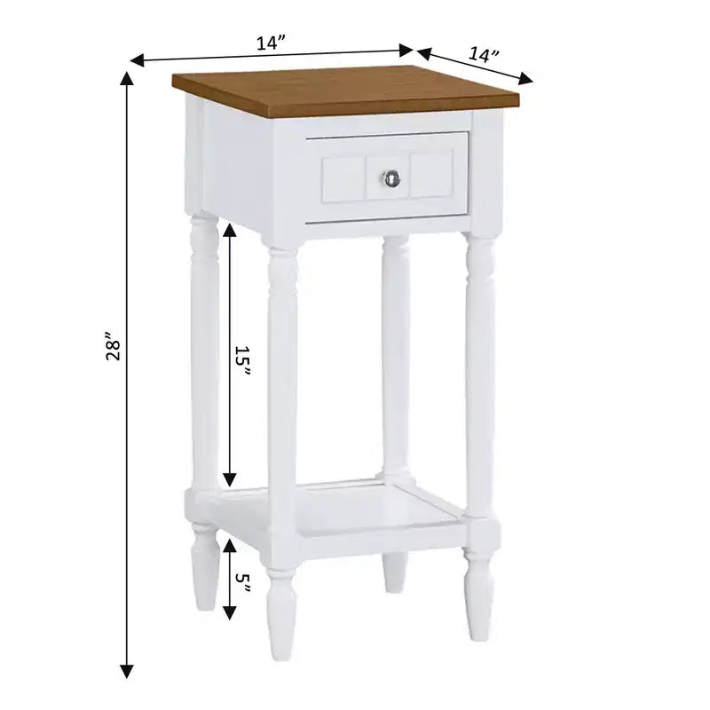 Table d'appoint Breighton Home Mia style provençal avec tiroir et étagères