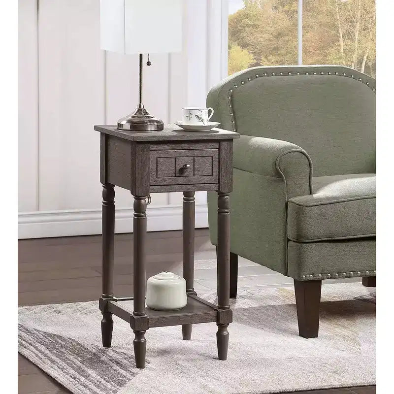 Table d'appoint Breighton Home Mia style provençal avec tiroir et étagères