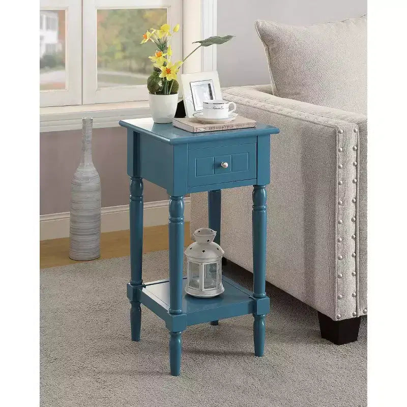 Table d'appoint Breighton Home Mia style provençal avec tiroir et étagères
