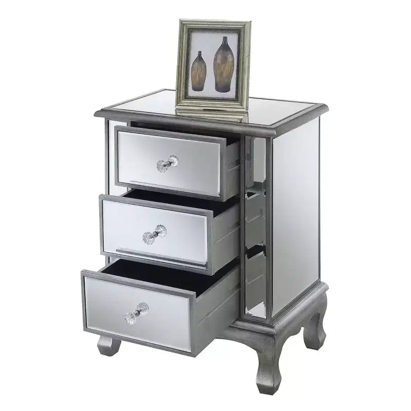 Table d'appoint à 3 tiroirs miroir Gold Coast Vineyard - Breighton Home