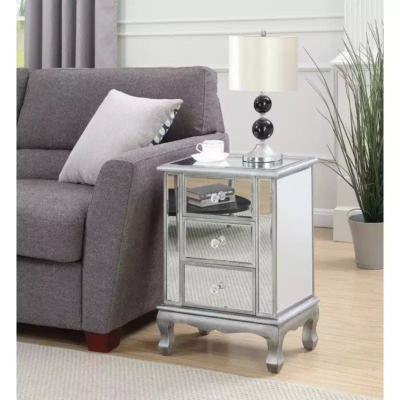 Table d'appoint à 3 tiroirs miroir Gold Coast Vineyard - Breighton Home