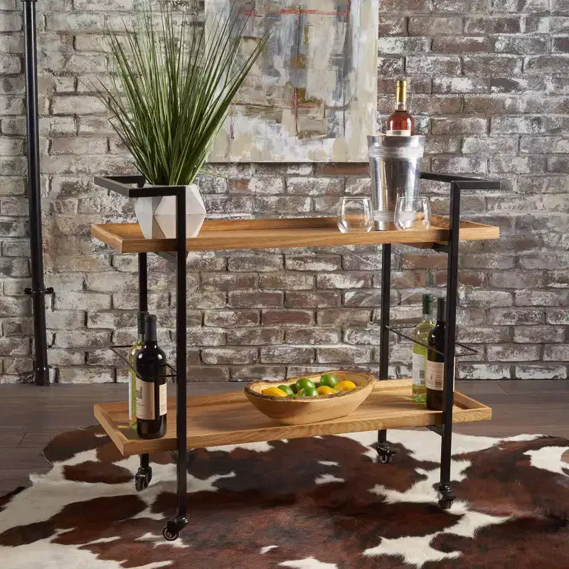 Chariot de bar industriel en bois Gerard - Christopher Knight Home
