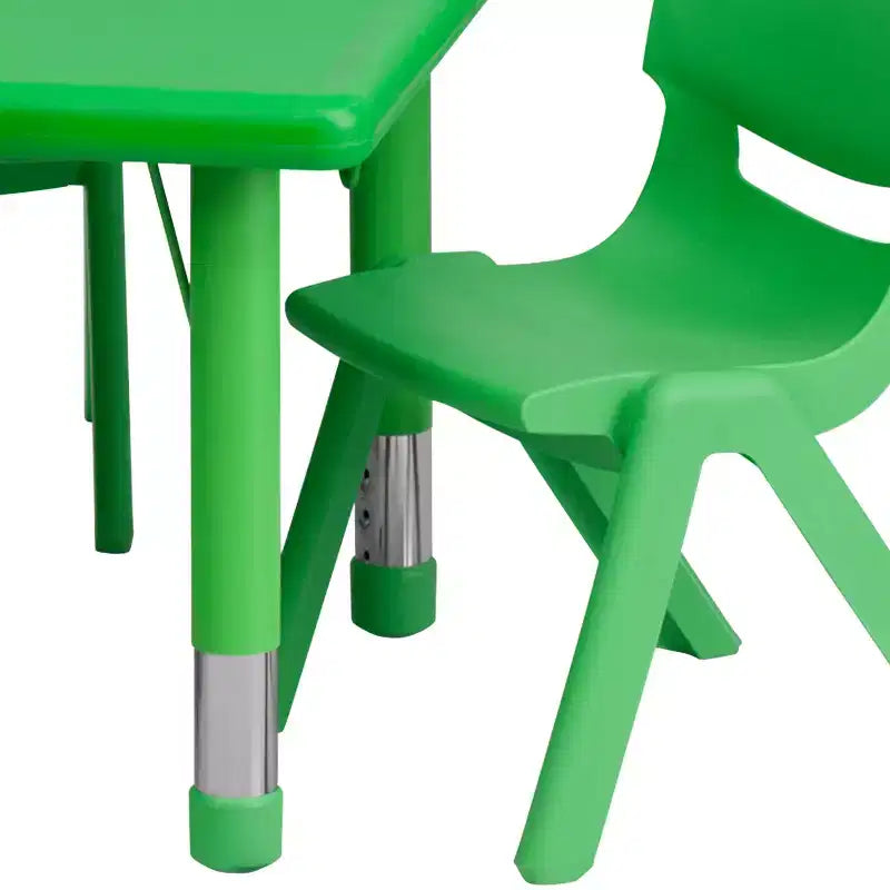Flash Furniture 24W x 48L Rectangular Plastic Height Adjustable Activity Table Set with 4 Chairs